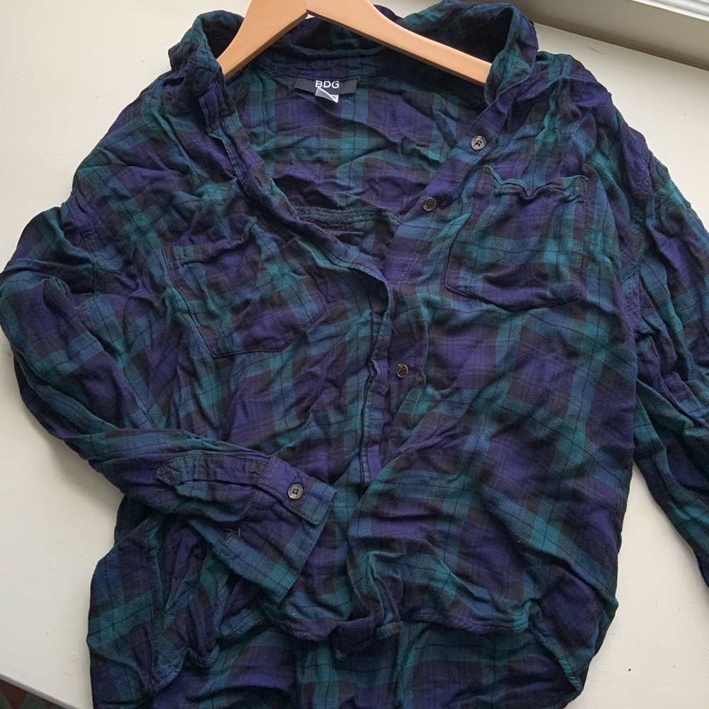 Urban outfitters blue and green flannel